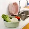 Cesto Escorredor de Plástico Extra Grande de Camada Dupla para Lavar Legumes e Frutas, Lavador de Arroz Multiuso, Cesto para Lavar Legumes, Cesto Escorredor, Peneira Filtro de Água