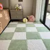 Tapete de Piso de Espuma Patchwork Tapete de Pelúcia ao Lado da Cama Quarto Cobertura Total Tapete de Piso de Espuma Patchwork Cortável Quarto de Meninas