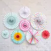 6 Un juego de abanicos de flor de papel hechos a mano redondos de una sola capa juego de abanico de papel flor de abanico decoración de fiesta de boda cumpleaños