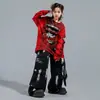 Ropa de Actuación Hip-Hop para Niños, Ropa de Moda para Pasarela de Actuación Hiphop para Niños, Traje Sudadera Hip-Hop Rota para Niño Guapo