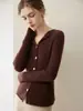 26 modelos nuevos de cárdigans de punto para mujer 100% cachemira pura con cuello semiabierto, de punto acanalado, de un solo botón, corte ajustado