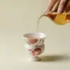 Taza de Té Alta de Lichi Pastel Pintada a Mano para Damas de Lujo, Exquisita Cerámica de Taza Única