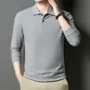 Camiseta de Manga Larga para Hombre de Edad Media de Fábrica 2026 Nuevo Otoño Casual Camisa Poio Algodón Mercerizado Estilo Delgado para Hombre