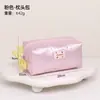 Bolsa de Maquiagem Yinke Cor Creme com Laço, Organizador Multifuncional de Skincare, Necessaire Portátil para Viagem, Personalizável
