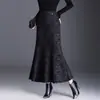 Falda de Lana Estampada Cola de Pescado para Mujer 2026 Otoño/Invierno Nueva de Cintura Alta Adelgazante Larga Elegante para la Oficina Falda de Cadera