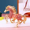 Chaveiro Cavalo do Zodíaco Cravejado de Diamantes Metal Fofo Pingente para Bolsa Feminina Anel de Chaveiro Pingente de Pônei Presente