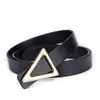 Cinto de Couro com Fivela de Placa Triangular Feminino Versátil Fino de Couro Bovino em Estoque Cinto Simples para Calça Feminino Cinto Feminino