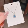 Juego Versátil Elegante de Collar y Pendientes Chapado en Plata Gruesa Azul Fulu Imitación Jade Joyería para Orejas de Alta Gama Retro para Mujer