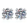 Pendientes Transfronterizos de Plata de Ley S925 Copo de Nieve Cuatro Garras Simples Elegantes Moda Pendientes de Piedras Preciosas de Colores para Mujeres Pendientes de Moissanita Venta al por Mayor