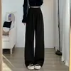 Pantalones de chándal grises Primavera y Otoño 2025 Nuevos para petite de cintura alta rectos de pierna ancha sueltos adelgazantes casuales