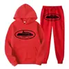 Sudadera con Capucha y Pantalón Casual con Estampado Clint419 Patrón Prisión del Diablo Europeo y Americano Conjunto de Dos Piezas para Hombre y Mujer