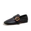 Mocasines planos de piel de vaca súper suave estilo británico, otoño 2021, nuevos, para mujer, punta redonda, zapatos de una sola capa, cinturón, hebilla cuadrada, zapatos pequeños de cuero