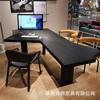 Escritorio de computadora de madera maciza de oficina de lujo ligero, escritorio creativo de diseño para jefe, mesa para libros de tronco con forma especial, escritorio negro