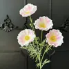 4 Flores de Papoula Artificiais de Seda para Palco de Casamento e Decoração de Casa, Flores Artificiais para Decoração de Cenário Externo e Fotografia, Atacado