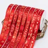 Cinta de Año Nuevo Decoración de Regalo Cinta para Envolver Regalos Felicitaciones Festivas de Año Nuevo Año del Caballo Cinta Estampada en Oro Festival de Primavera Cinta Roja