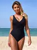 2026 Nuevo Traje de Baño de una Pieza de Comercio Exterior de Amazon Color Sólido Arrugado Adelgazante Integrado Bikini Sexy Traje de Baño para Mujeres