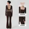 Conjunto Esportivo de Cor Sólida para Mulheres com Proteção no Cavalo para Alívio do Constrangimento, Conjunto Casual de Duas Peças, Modelagem para Pilates, Conjunto de Roupa para Yoga