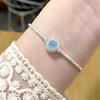 Pulsera de plata de ley 925 con aguamarina natural para mujer, con un toque fresco y sencillo de hielo agrietado.
