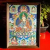 Pintura de Parede Thangka Divindade Amarela da Riqueza e Estátua de Buda Negra Display de Mesa Tara Verde Zaki Lhamo Reprodução Puramente Pintada à Mão Thangka