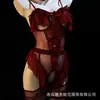 Lencería sexy para mujer, adelgazante, seductora, estilo juguetón de conejita, entrepierna abierta, encaje, reveladora, transparente, ropa de dormir, conjunto uniforme