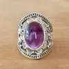 Anillo de Aleación Bicolor con Gema Clásica de Gran Venta Transfronteriza con Grabado Artístico, Anillo de Pareja de Moda Estilo Retro Europeo y Americano
