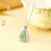 Colar de Prata S925 Bege Prata com Pingente de Cabacinha de Jade Africano para Mulheres, Novo Estilo Chinês de Luxo Leve, Corrente para Clavícula Dupla Felicidade para o Dia dos Namorados