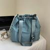 Bolsos para Mujer Nuevo Bolso Tote Perezoso de Gran Capacidad para Mujer Estilo Coreano Cierre de Cordón Cordón Bolso de Hombro Cruzado para Estudiante Universitario