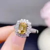 Anillo Nuevo de Citrina Natural para Mujer, Colgante de Piedra Preciosa Colorida, Juego de Joyería de Anillo Abierto de Moda con Diamantes