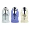 Top de Tirantes Estilo Halter Sin Espalda y Fruncido en la Cintura con Estampado Floral Unbdns Star para Mujer Ajustado Verano