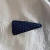 Pinza para el pelo de estilo coreano con lunares, media coleta, con textura de mezclilla vintage de alta gama, accesorio grande para el pelo para la parte posterior de la cabeza de las mujeres