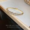 Pulsera de letras de circón con baño de oro real, personalidad de viento frío, ins, pulsera súper brillante, tendencia, joyería de mano de metal al por mayor
