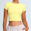Novo Transfronteiriço Yoga Manga Curta Feminino Justo Roupas Curtas de Yoga Casuais de Secagem Rápida Camiseta Esportiva Tops de Corrida Fitness