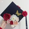 Chapéu DIY para Fotos de Formatura de Estudantes Universitários Presente Grampo de Cabelo com Flor Flor Acabada Fotos de Melhor Amigo Recém-Formado Presente para Namorada Preto