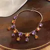 Aretes cuadrados de resina estilo palacio, collar retro de moda de lujo ligero y de alta gama, conjunto de joyería versátil de nicho