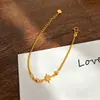 Pulsera Transfronteriza Europea y Americana para Mujer estilo ins Nicho Circonita Alta Retención de Color Joyería de Mano Simple Hexagonal Estrella Cuentas Doradas Accesorios
