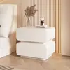 Mesita de noche tipo crema, mesita de noche moderna simple de madera maciza y cuero, mini armario de almacenamiento minimalista ultraestrecho para dormitorios pequeños
