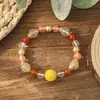 Pulseira Elegante de Ametista Estilo Chinês com NFC para Mulheres, Pulseira Elástica com Pingente de Borboleta Vintage de Pedra Natural, Tendência em Joias de Amizade