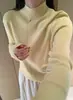 Suéter básico de punto de manga larga con cuello medio para mujer, nuevo estilo otoño/invierno, adelgazante y versátil, top de moda, talla única
