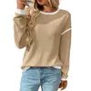 Novedad Otoño/Invierno 2025 Moda Femenina Europea y Americana Transfronteriza de Amazon Suéter Falso de Cuello Redondo Manga Larga Bloque de Color Holgado