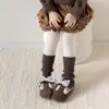 Cubrezapatos para niñas Shoeshangmian para otoño e invierno, calcetines gruesos y cálidos de cachemira, leggings con lazo de encaje estilo coreano para niñas