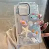 Cola Japonesa e Coreana Golfinho Adequado para Capa de Celular Apple 16Promax Iphone15 Transparente 14 Estéreo 13 Capa Dura 16