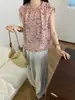 Camisa Regata Redonda Retro Francesa de Bolinhas para Mulheres 2026 Nova Camisa de Verão Única e Bonita Top de Alta Qualidade
