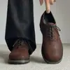 Nuevos Zapatos de Cuero de Punta Cuadrada Estilo Otoño para Hombre, Zapatos Casuales de Negocios de Gama Alta para Commuter, Populares Zapatos Derby para Hombre