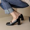 Primavera y Verano Nuevo Estilo Francés Retro Diseño Nicho Zapatos Mary Jane de Tacón Alto con Punta Cuadrada a la Moda para Mujer