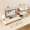 Organizador de escritorio, soporte para computadora de escritorio, elevador de monitor, base para pantalla de visualización, soporte de escritorio