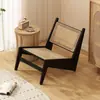 Poltrona Individual Sofá Estilo Wabi-Sabi, Poltrona Vintage de Rattan Trançado para Pousada, Poltrona Preguiçosa de Designer para Varanda de Casa