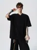 Moda Retrô Esportiva Marca da Moda Estilo Americano Masculino Versátil Camiseta de Manga Curta Verão Solta Top Henley Casual