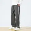 Pantalones Casuales de Hombre de Talla Europea Transfronterizos, Tendencia Primavera-Verano, Holgados, Color Sólido, con Dos Rayas, Pantalones Deportivos de Pierna Ancha a la Moda