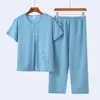 Traje de Manga Corta para Mujeres de Mediana Edad y Mayores, Camiseta Casual, Cuello Redondo, Ropa de Verano para Mamá, Ropa Transpirable para Casa, Pijama Exterior