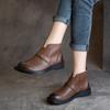 Primavera de 2026 Novo Estilo Mori Girl Elegante Retrô Couro Slip-On Salto Baixo Estilo Britânico Botas Curtas Sapatos de Cano Alto Botas Martin